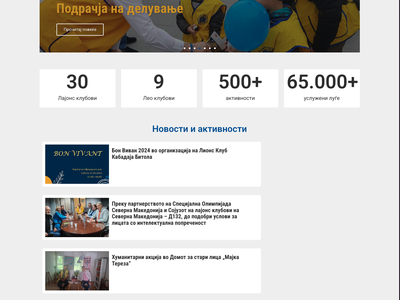 Веб-страница за Лајонс Клубови Македонија