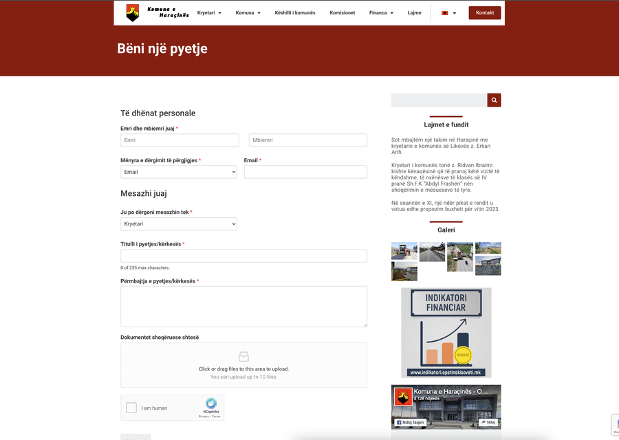 Web platform for the Municipality of Arachinovo